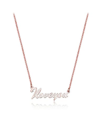 I LOVE YOU Rose Gold Titanium Female Necklace