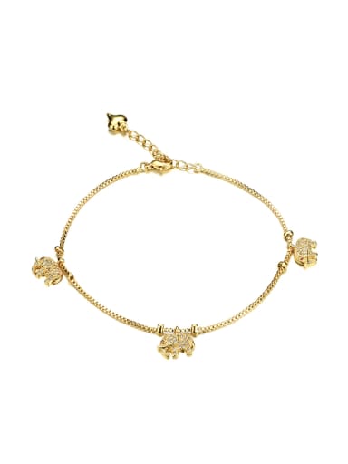 Fashion Little Elephant Zircon Gold Plated Anklet