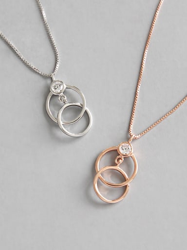 Sterling Silver Necklace circular AAA Zircon Necklace