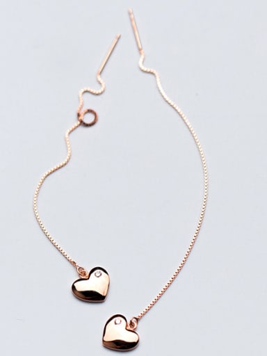 All-match Rose Gold Plated Heart Shaped S925 Silver Line Earrings