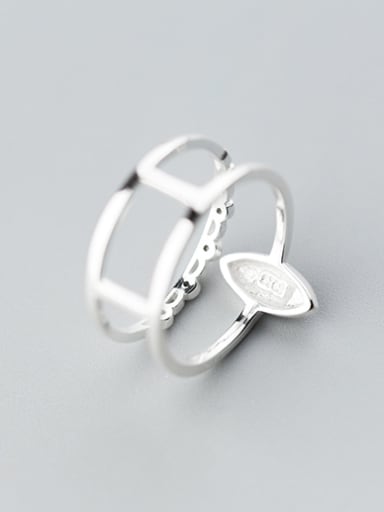 Temperament Double Layer Design Oval S925 Silver Ring