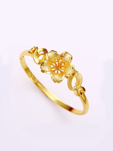 Copper Alloy Gold Plated Classical Flower Bangle