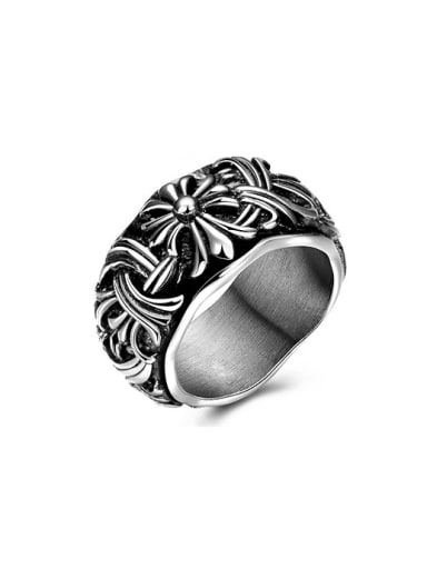 Pun Style Flower Pattern Titanium Painting Ring