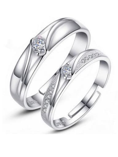 925 Sterling Silver With Cubic Zirconia  Simplistic Hearts and arrows loves  Free Size Rings