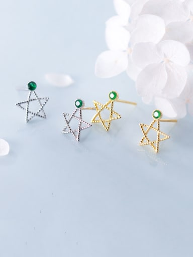 925 Sterling Silver With Platinum Plated Simplistic Star Stud Earrings