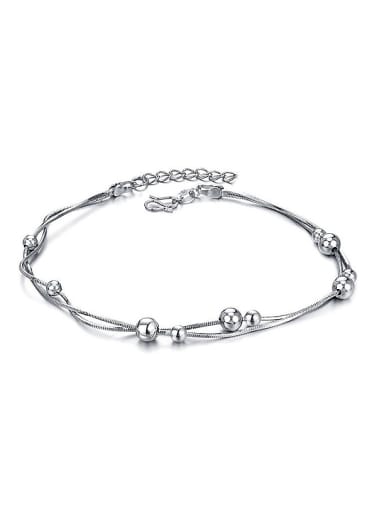 Simple Two Chain Beads Women Anklet