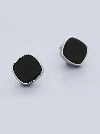 925 Silver Black Round Shaped stud Earring