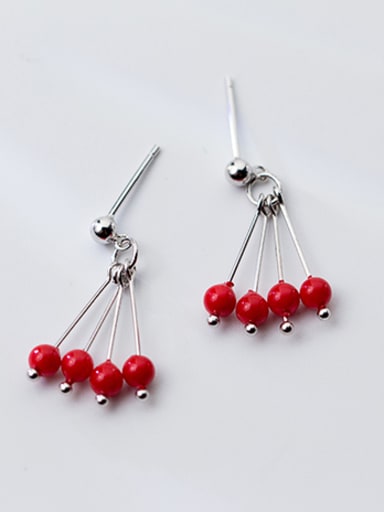 All-match Red Carnelian S925 Silver Drop Earrings