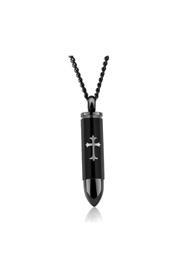 Fashion Bullet Cross Black Titanium Necklace