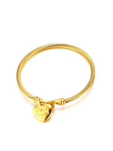 Exquisite Gold Plated Heart Shaped Titanium Bangle