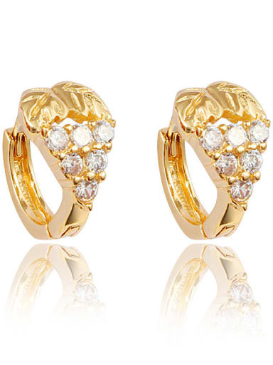 Exquisite 18K Gold Plated Grape Shaped Zircon Stud Earrings