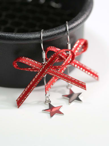 Personalized Bowknot Little Star 925 Silver Earrings
