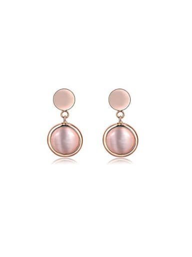 Exquisite Round Shaped Opal Drop Earrings