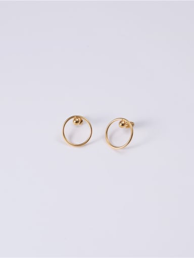 Titanium With 14k Gold Plated Simplistic Round Stud Earrings