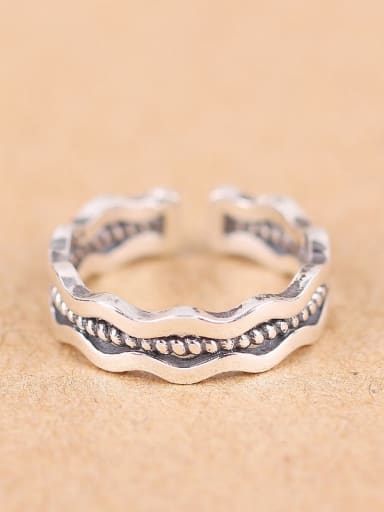 Punk Wave Silver Opening Ring