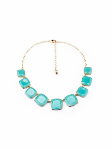 Artificial Square Stones Sweater Necklace
