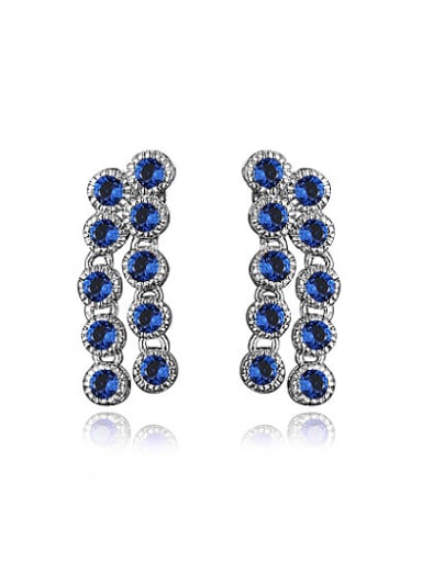Exquisite Blue Geometric Shaped Zircon Drop Earrings