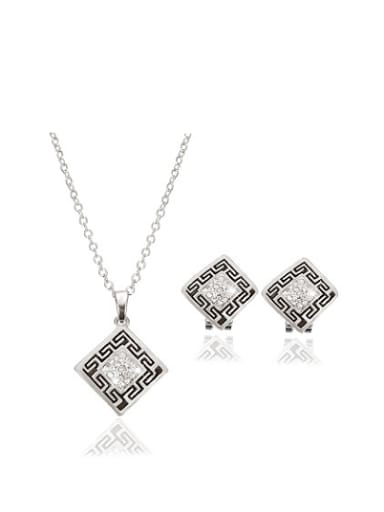 Alloy White Gold Plated Fashion Square-shaped Two Pieces Jewelry Set