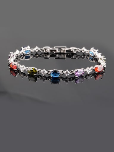 Colorful Zircon Ladies And European And The United States Platinum Plated Anti Allergy Bracelet