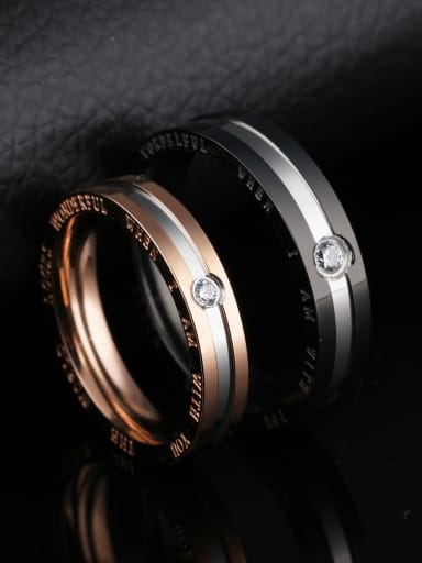 Fashion Rhinestone Titanium Plating Lovers Ring