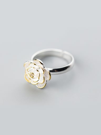 Ethnic Style Flower Shaped Gold Plated S925 Silver Ring