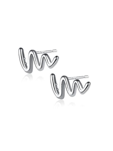 Women Temperament Electrocardiogram Shaped Stud Earrings