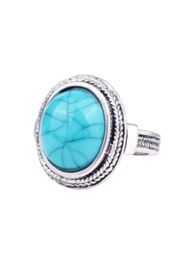 Retro style Oval Turquoise stone Alloy Ring
