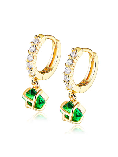 Fashion Green Zircon Gold Plated Earrings