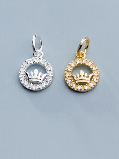925 Sterling Silver With Cubic Zirconia  Personality Round Crown Charms