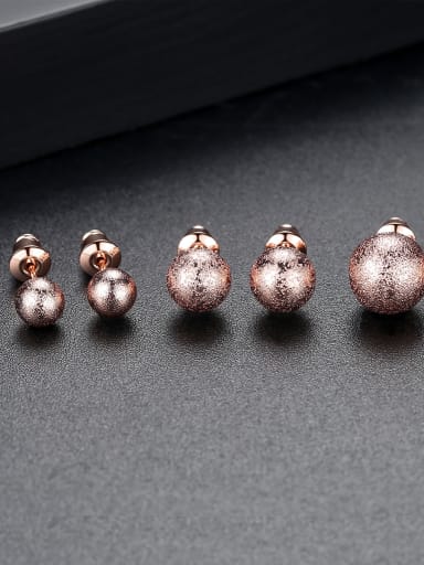 Copper With 18k Rose Gold Plated Simplistic Ball Stud Earrings