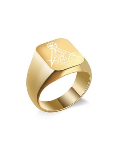 Titanium Freemason Logo Square Signet Ring