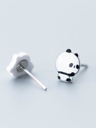 Lovely Panda Shaped S925 Silver Stud Earrings