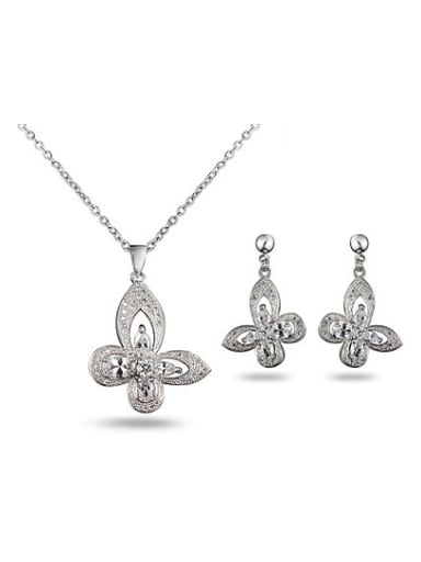 Exquisite Butterfly Shaped 4A Zircon Two Pieces Jewelry Set