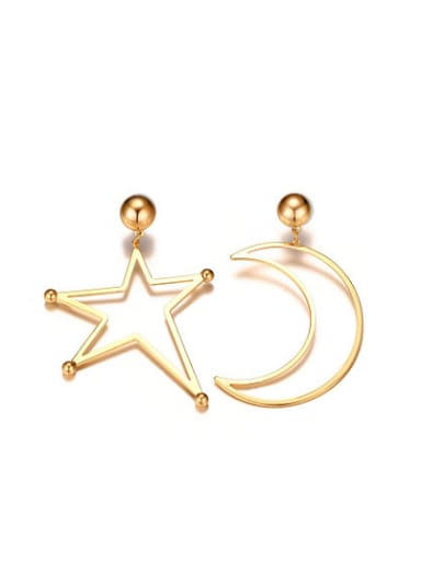 Fresh Gold Plated Star Shaped Asymmetry Drop Earrings