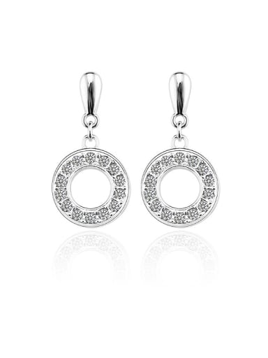 18K White Gold Austria Crystal Round Shaped Stud drop earring