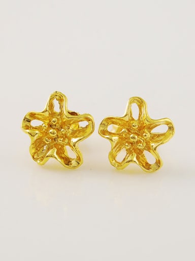 Fashionable Star Shaped 24K Gold Plated Copper Stud Earrings