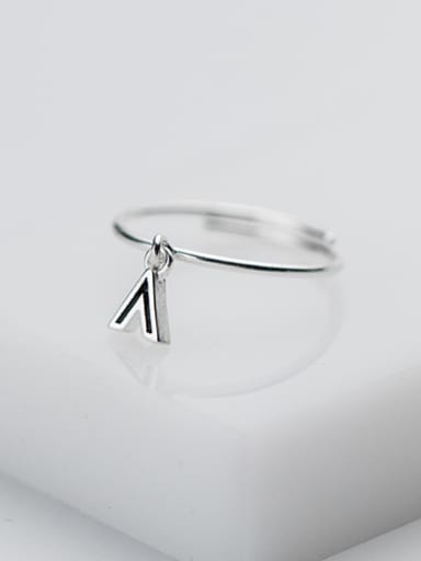 Elegant Letter V Shaped S925 Silver Enamel Ring