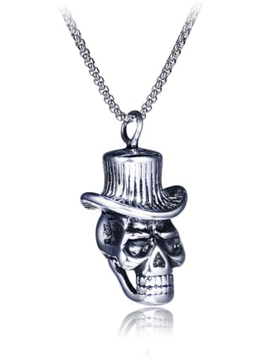 Stainless Steel With Antique Silver Plated Trendy Skull Necklaces