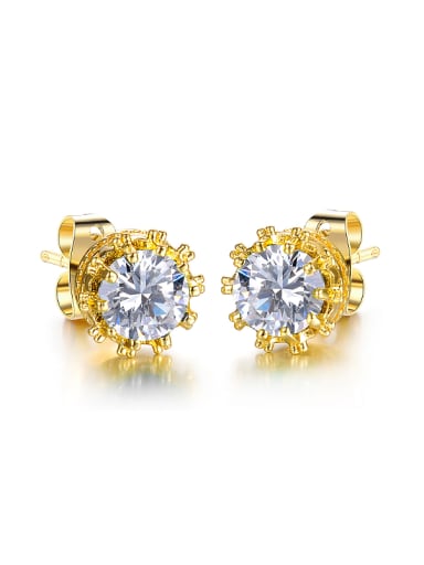 Fashion Cubic Zircon Gold Plated Stud Earrings
