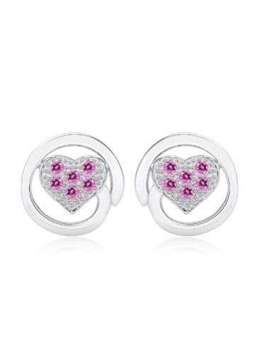 Round Heart -shape Amethyst Stud Earrings