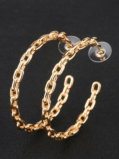 Copper With Gold Plated Fashion Round Hoop Earrings