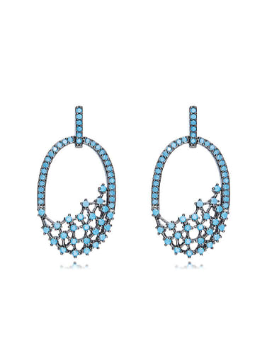 Retro style Tiny Turquoise Stones Hollow Stud Earrings