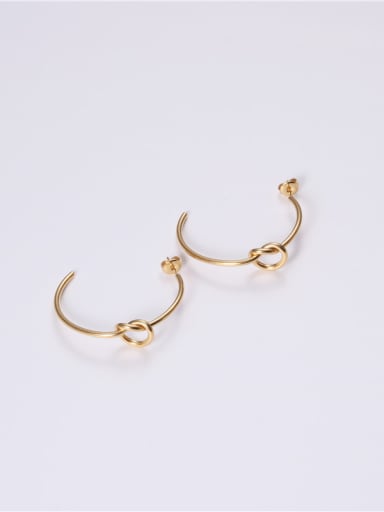 Titanium With Gold Plated Simplistic Round Hoop Earrings