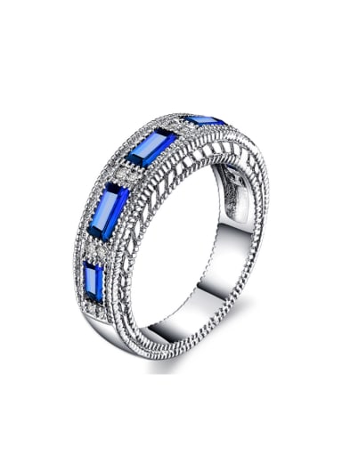 Blue Rectangle Zircons Fashion Luxury Ring