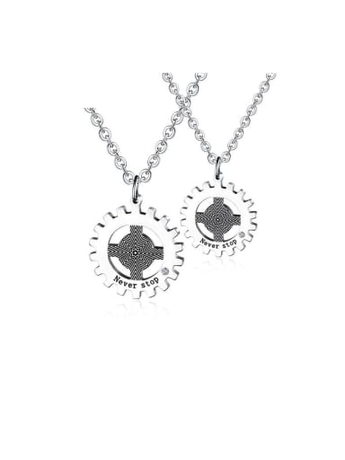 Titanium With Two-color plating  Punk Irregular Gearwheel Necklaces
