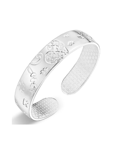 Bohemia style 999 Silver Personalized Patterns-etched Opening Bangle