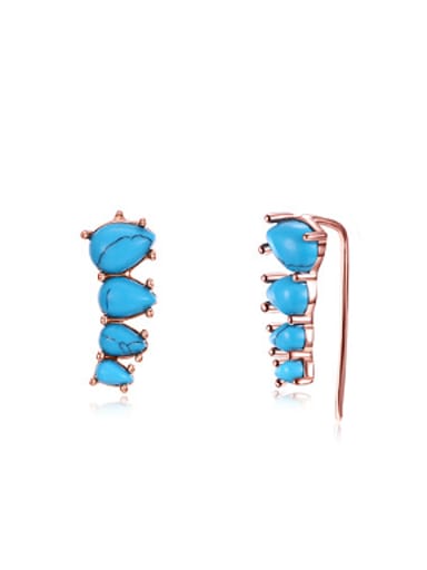 Simple Blue Stone Women Earrings