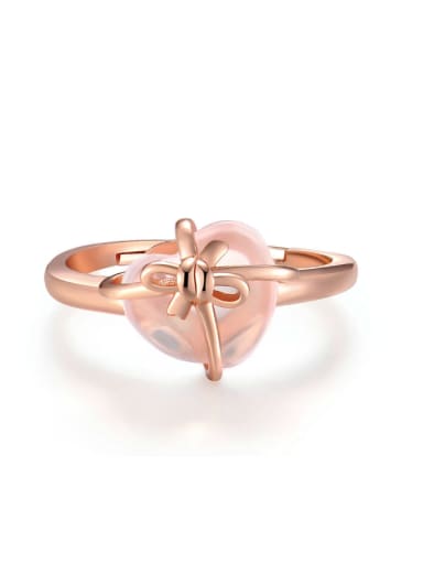 Natural Pink Crystal Heart-shape Rose Gold Plated Ring