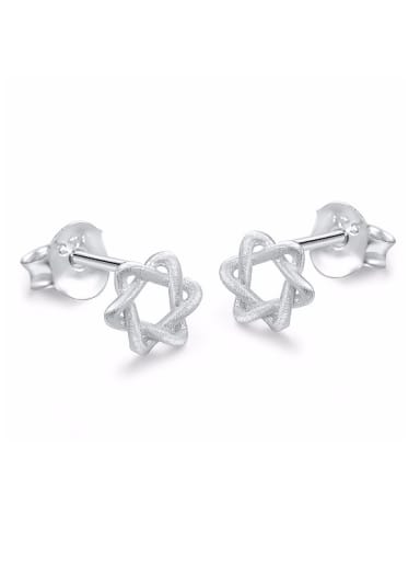 Simple Tiny Hollow Six-pointed Star 925 Silver Stud Earrings