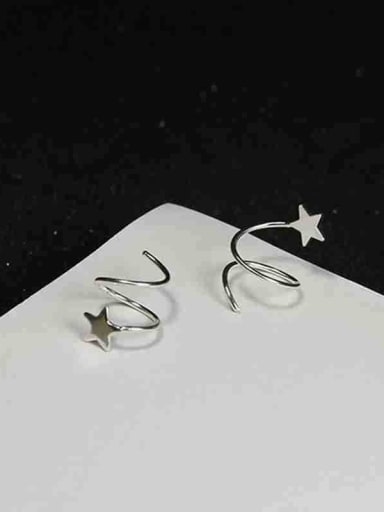 Simple Star Silver Twsited Stud Earrings
